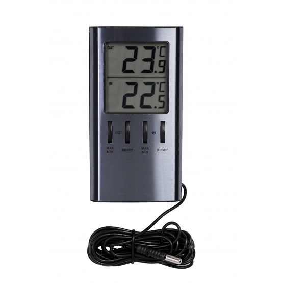 Digitaalne termomeeter hall sees -10º kuni +40ºC, väljas -50º kuni +60ºC