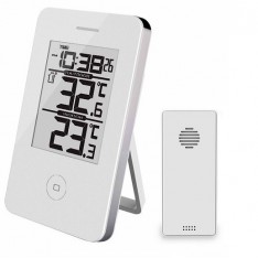 Digitaalne sise-välis termomeeter, juhtmevaba kella ja MIN-MAX näiduga valge