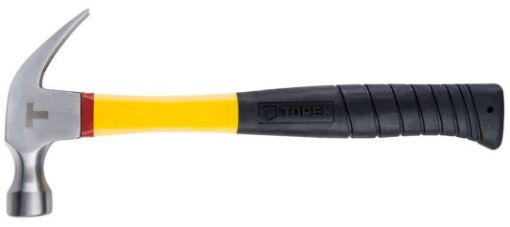 Claw hammer 450g, w/yellow jacket 65% fiberglass hdl, black grip, fully polished