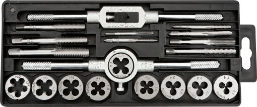 Tap and die 20 pcs. set, M3 - M12