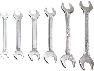 Double open end spanner set 6pcs, 6-17mm