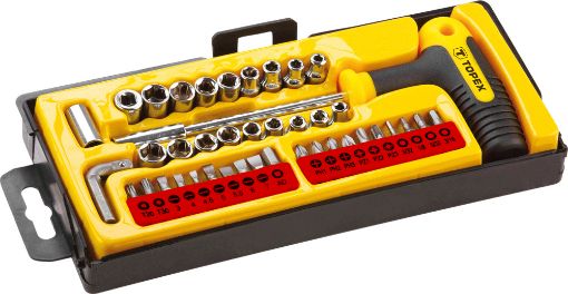 Bit and socket set with  T  handle, set 41 pcs