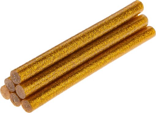 Glue sticks, gold, brocade, 6 pcs, 8 mm x 100 mm