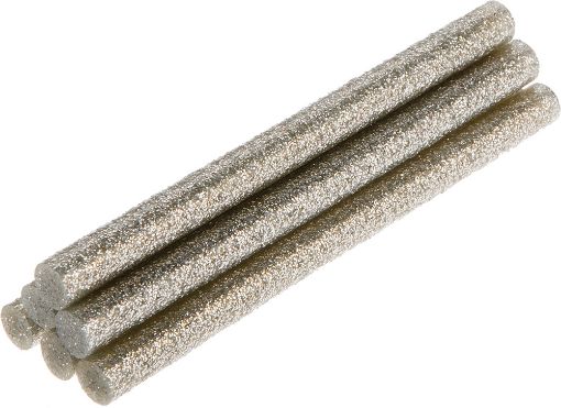 Glue sticks, silver, brocade, 6 pcs, 8 mm x 100 mm