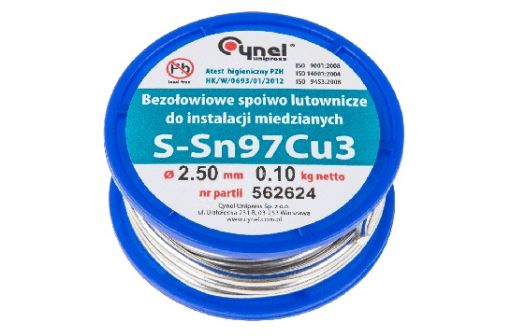 Solder 100g,  97% Sn, 3% Cu:2.5mm wire, for copper installations