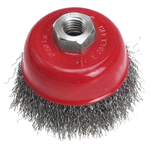 Cup brush 75mm, crimped wire