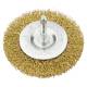 Circular brush 75mm with shaft brass plated steel wire, crimped