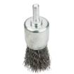 End brush 24mm with shaft, brass plated steel wire crimped