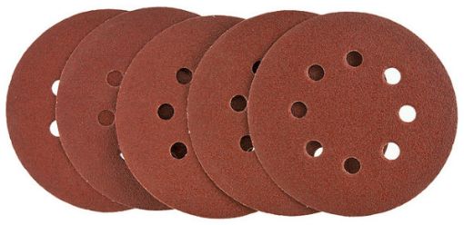 Velcro sand paper K120, 125mm, with holes 5pcs set