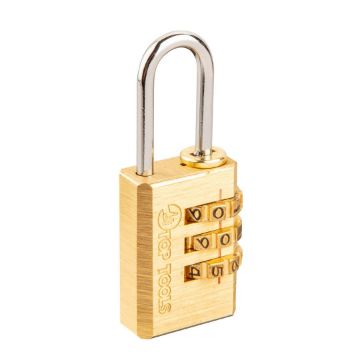 Luggage code padlock, 21mm, 3-digit lock, solid brass