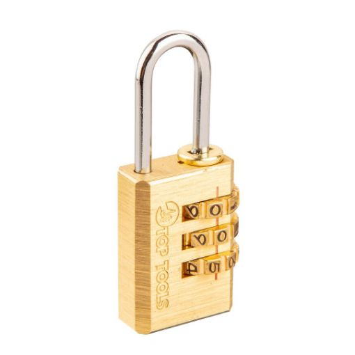 Luggage code padlock, 21mm, 3-digit lock, solid brass