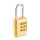 Luggage code padlock, 21mm, 3-digit lock, solid brass