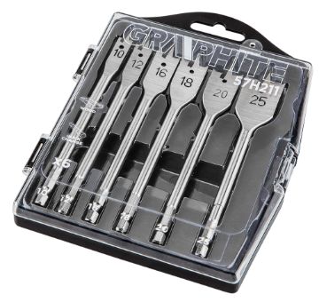 Flat wood drill set 6 pcs. 10, 12, 16, 18, 20, 25mm,