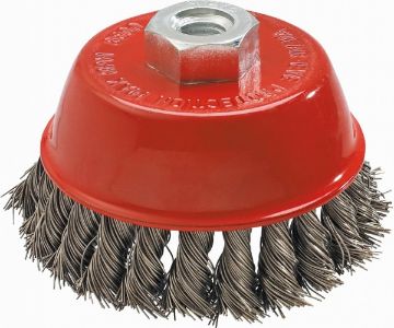 Bowl cup brush 65mm x M14 twisted stainless steel wire 0.5mm