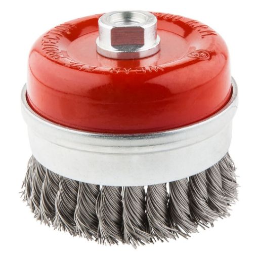 Cup brush 65mm x M14 twisted stainless steel wire 0.50mm