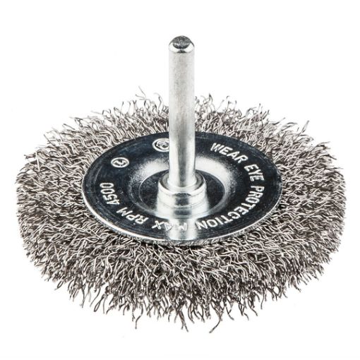 Circular brush 75mm x 6 shaft crimped stainless steel wire 0.30mm