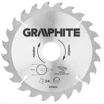 Circular saw blades with HM tips 165x30mm, 24teeth