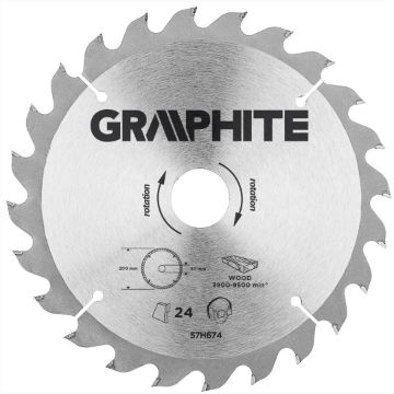 Circular saw blades with HM tips 200x30mm, 24teeth