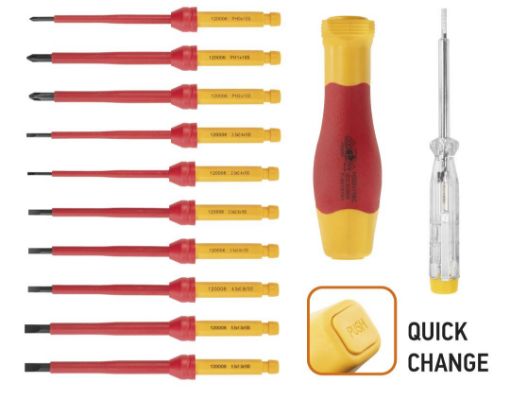 Insulated changeable screwdriver 1000V set, 12 pcs