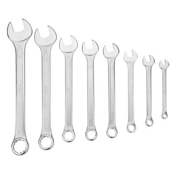 Combination spanner set, CrV, DIN 3113, 8 pcs 6,8,10,12,13,14,17,19mm