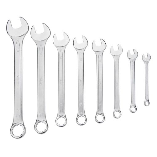 Combination spanner set, CrV, DIN 3113, 8 pcs 6,8,10,12,13,14,17,19mm