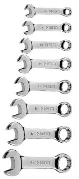 Combination spanners short 8-19 mm, set 8 pcs