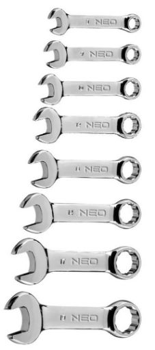 Combination spanners short 8-19 mm, set 8 pcs