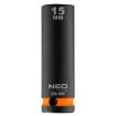 Long impact socket 1/2 , 15 mm, Cr-Mo