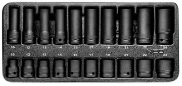 Impact socket set 1/2, 20 pcs, 10-24 mm