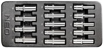 Socket long set 1/2, 14 pcs, 8-21 mm