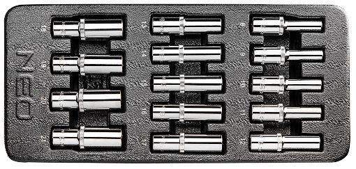 Socket long set 1/2, 14 pcs, 8-21 mm