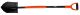 Hardened spade with metal handle, sharp