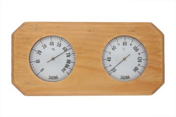 Sauna thermometer-hygrometer small, wood 0°C - +140°C