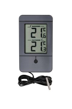 Digital indoor/outdoor thermometer, aluminium