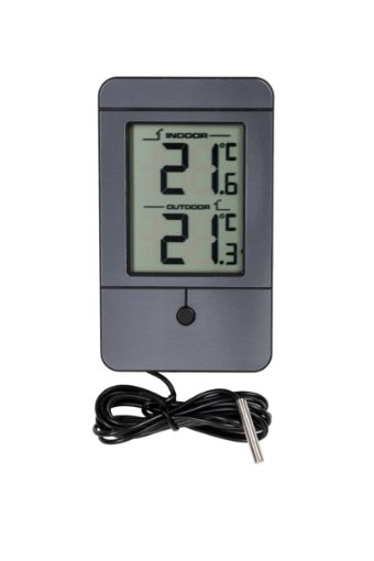 Digital indoor/outdoor thermometer, aluminium