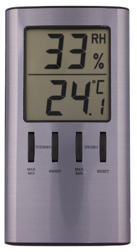 Digital thermometer-hygrometer, silver