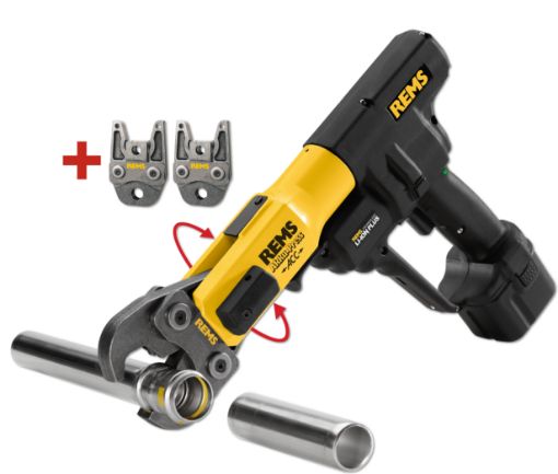 Pressinstrument REMS Akku-Press ACC Li-Ion Instrument, 1 aku ja kolm presspihti kuni 35mm