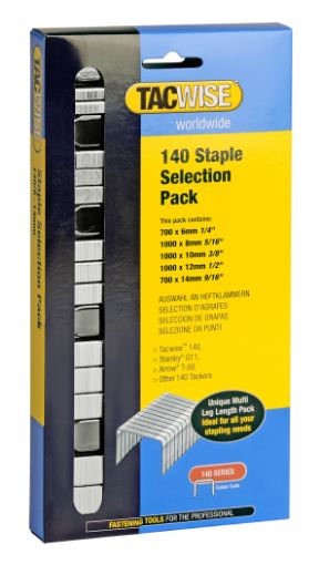 140 staple selection pack incl 6, 8, 10, 12 & 14mm  leg lengths (4400 pc/box)