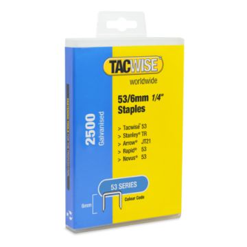 Staples 53/6mm galv coated (2500 pc/box)   plastick hanging