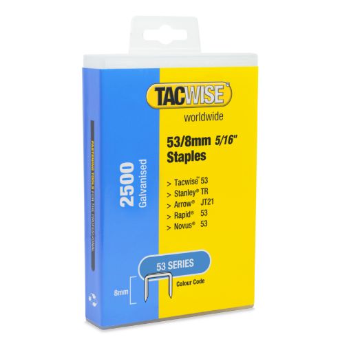 Staples 53/8mm galv coated (2500 pc/box)  plastick hanging