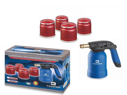 Blow torch, piezo ignition + 4 gas cartriges