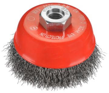 Cup brush D60 thread M14x2,0 crimped steel wire 0,30 T18