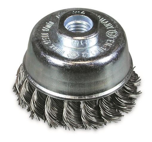 Cup brush D65  thread M14x2,0 knotted steel wire 0,50  T20  18 knots