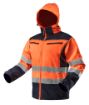 High vision working jacket, softshell with hood orange, size L