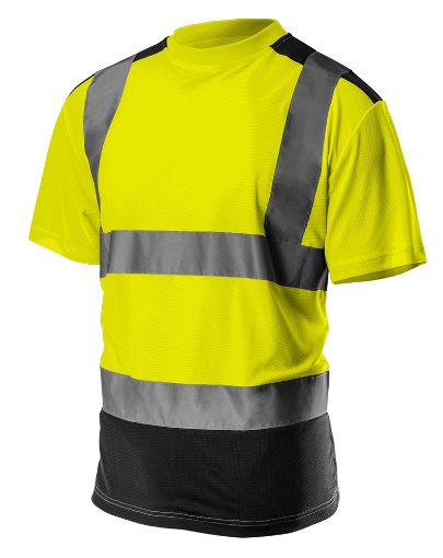 High visibility T-shirt, dark bottom, yellow size L