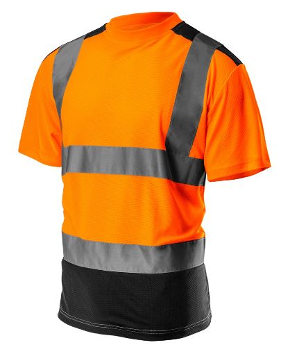 High visibility T-shirt, dark bottom, orange size L