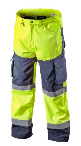 High vision working trousers, softshell, yellow size L