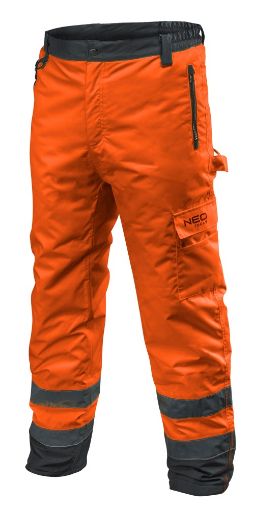 High vision working trousers, insulated, orange size L