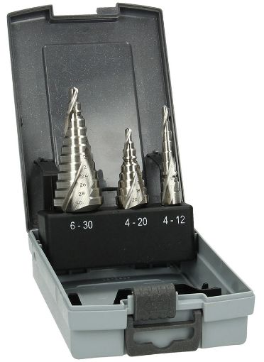 Step drill bit set HSS 3-pcs d.4-12/4-20/6-30mm