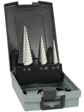 Step drill bit set HSS 3-pcs d. 4-12/4-20/6-30mm